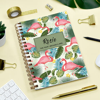 Personalised Flamingo Combined Diary And Notebook, 4 of 11