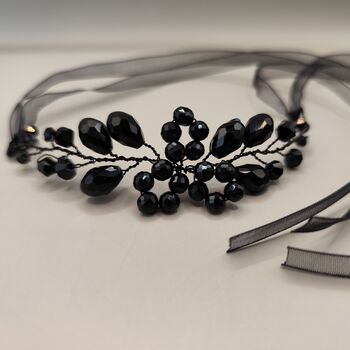 Black Crystal Ribbon Wrist Corsage, 7 of 9