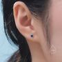 Sterling Silver Sapphire Blue Cz Bezel Internally Threaded Flat Back Earrings, thumbnail 4 of 10