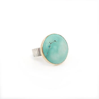 Turquoise Gemstone Ring Set In 9ct Gold And Silver, 3 of 6