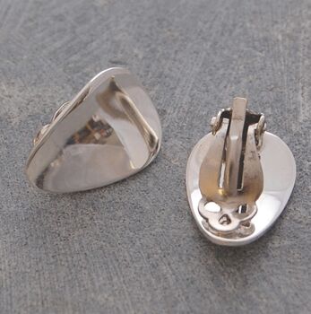 Sterling Silver Polished Oval Clip On Earrings, 3 of 6