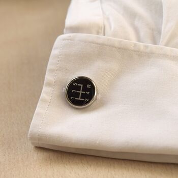 Gear Stick Silver Black Cufflinks Gift For Car Lovers Accessory, 3 of 6
