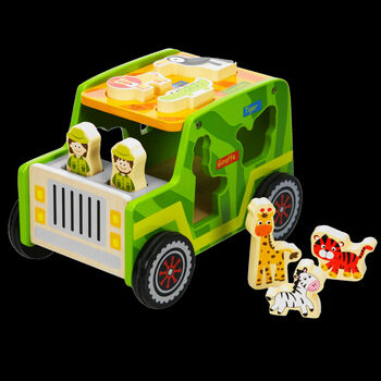Personalised Safari Jeep And Animals Push Along Toy, 3 of 4