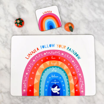 Personalised Rainbow Placemat And Mug Gift Set, 10 of 12