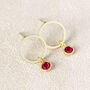Minimalist Gold Plated Circle Birthstone Earrings, thumbnail 2 of 7