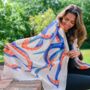 Blue And Orange Octopus Print Scarf In Personalised Gift Box, thumbnail 1 of 3