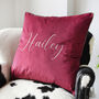 Personalised Silver Embroidered Velvet Cushion, thumbnail 3 of 6