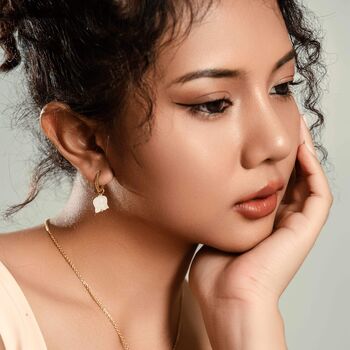 Elegant White Jade Lily Hoop Earrings, 7 of 8