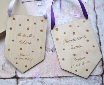 Personalised Wedding Wooden Flag, 4 of 4