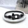 Men's Nautical Shackle And Woven Leather Bracelet, thumbnail 1 of 5