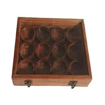 Wooden Handcrafted Spice Box 12 Round Compartments, 3 of 6