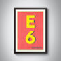 E6 Barking London Typography Postcode Print, thumbnail 4 of 10