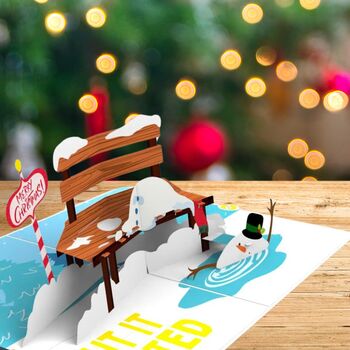 Stand Out 3D Christmas Card! Funny Xmas Card With Melting Snowman! Best For Him And Her, 2 of 8