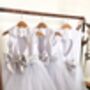 White Glitter Tutu Flower Girl Dress With Silver Bow And Heart Back Wedding And Special Occasion Dress For Girls, thumbnail 5 of 6