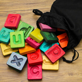 Handcrafted Wooden Alphabet Cuboids In Rainbow, 8 of 11