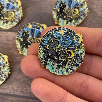 Black Cat Astrology Enamel Pin, 4 of 5
