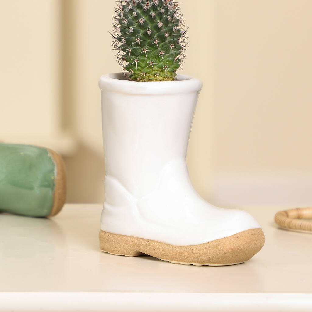 mini ceramic wellington boot planters by dibor
