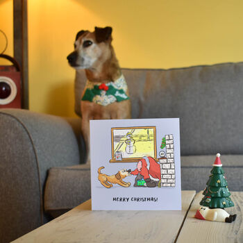 Santa And Dog Chimney Christmas Card, 3 of 3