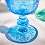 Set Of Four Bright Blue Paisley Wine Goblets, thumbnail 4 of 7