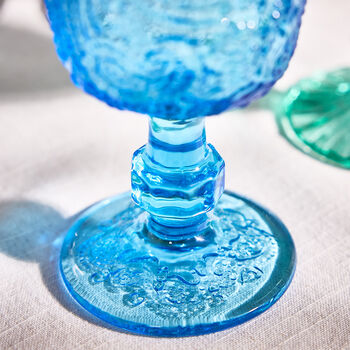 Set Of Four Bright Blue Paisley Wine Goblets, 4 of 7