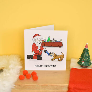 Santa And Dog Christmas Cracker Card, 2 of 3