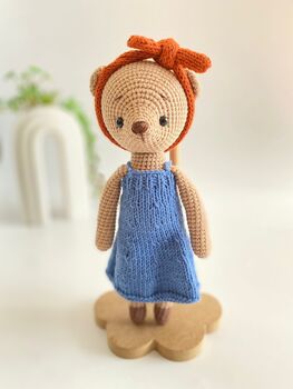 Handmade Crochet Teddy Bear With Clothes, 6 of 12