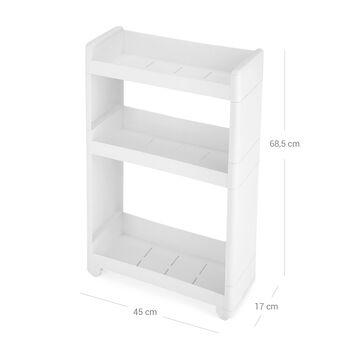 Narrow Storage Rolling Trolley With Three Shelves, 5 of 5