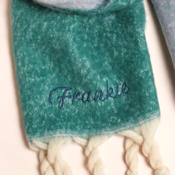 Personalised Turquiose Two Tone Winter Scarf, 2 of 4