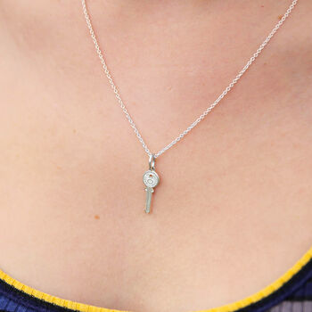 Sterling Silver Key Necklace, 2 of 3