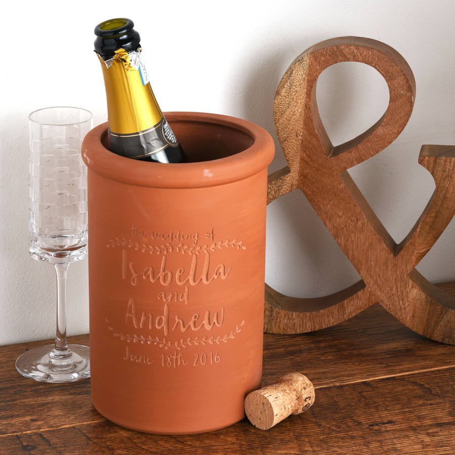 Personalised Terracotta Wine Cooler By Letterfest Personalised Terracotta Wine Cooler From Letterfest Engraved Wedding Gift S Names Champagne Ice Bucket