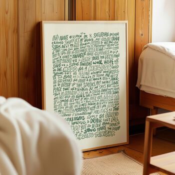 Piano Man Billy Joel, Song Lyrics Wall Art, 4 of 11