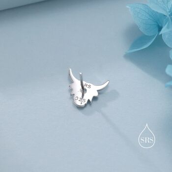 Sterling Silver Dainty Highland Cow Stud Earrings, 3 of 11