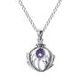 Sterling Silver And Amethyst Crystal Thistle Necklace, thumbnail 1 of 2