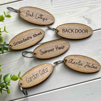 Personalised Oval Wooden Keyring, 3 of 9