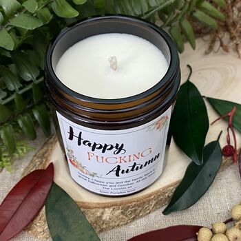 Personalised Happy Fucking Autumn Candle, 2 of 3