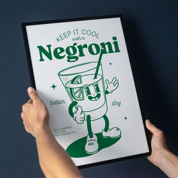 Retro Negroni Cocktail Art Print, 3 of 5