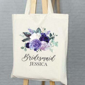 Bridal Party Purple Personalised Wedding Tote Bag, 4 of 6