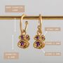 Amethyst Gold Vermeil Plated Hoops February Birthstone, thumbnail 7 of 9