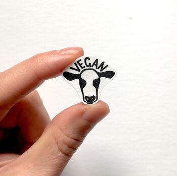 Vegan Pin Badge. Cow. Handmade, 2 of 3