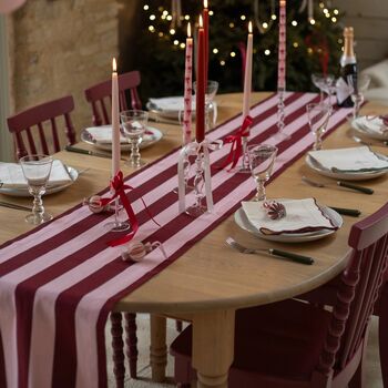 Bold Stripe Burgundy Table Runner, 3 of 5