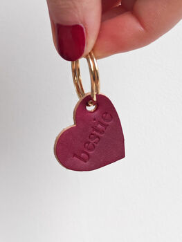 Bestie Leather Heart Keyring, 2 of 8