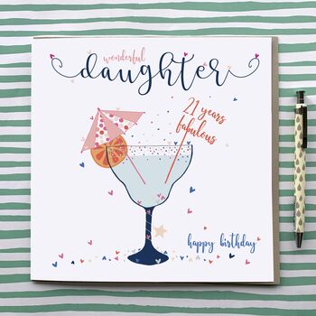 Wonderful Daughter 21 Years Fabulous Large Card, 2 of 4