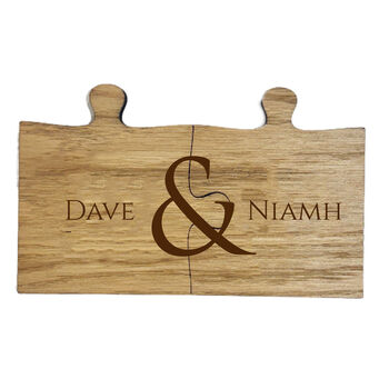 Personalised Wooden Jigsaw Coasters Set Of Two Anniversary Couples Gift, 3 of 4