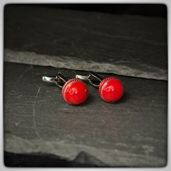 Personalised Red Cricket Ball Cufflinks, 7 of 10