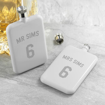 Personalised White Slimline Football Shirt Hip Flask, 3 of 5