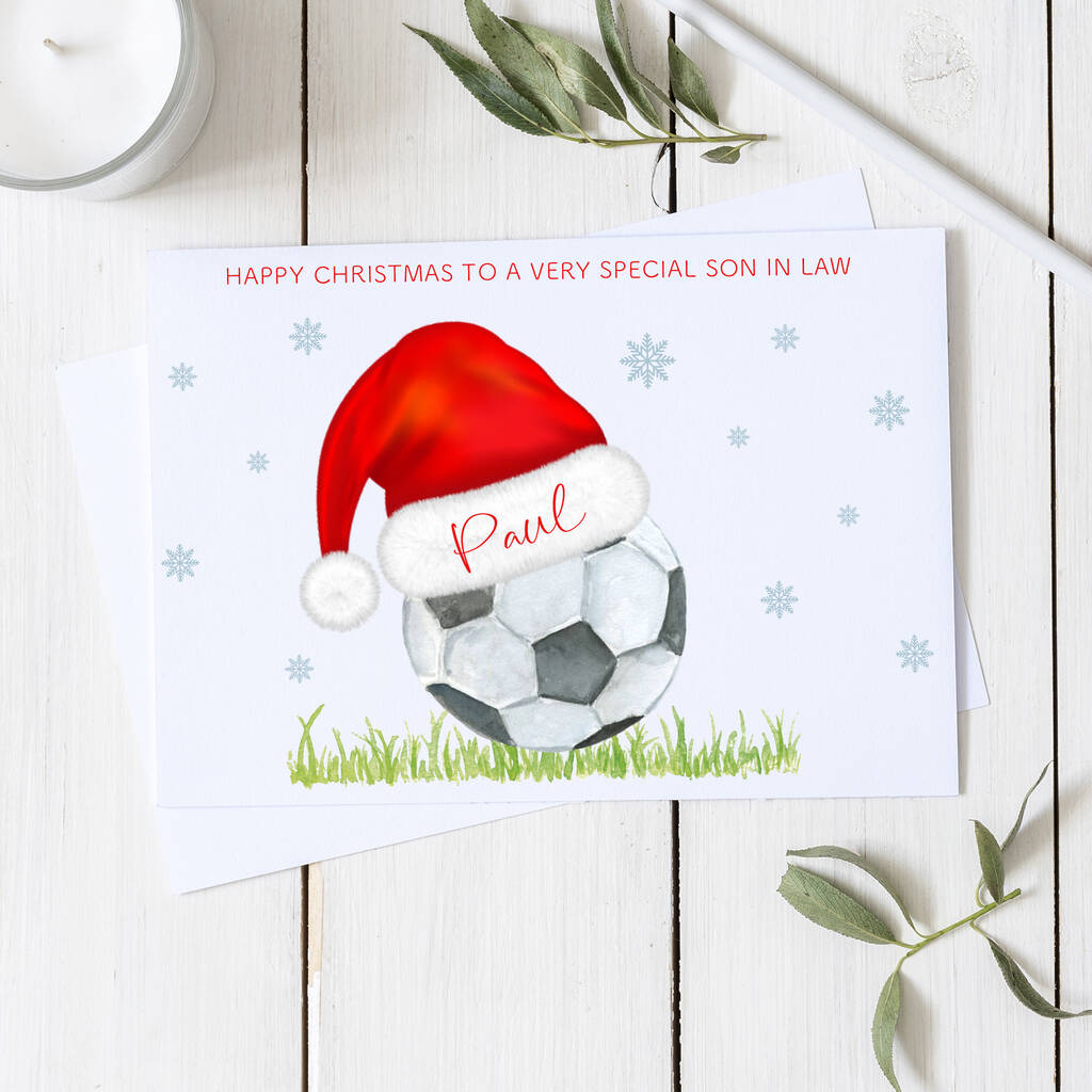 Personalised Son In Law Football Christmas Card, 1 of 2