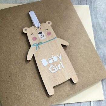 Baby Boy/Baby Girl Bear Decoration Card, 2 of 2