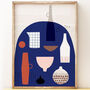 Blue Table Modern Kitchen Art Print, thumbnail 1 of 4