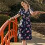 Ruby Dress In Navy Mayflower 1940s Vintage Style, thumbnail 2 of 2