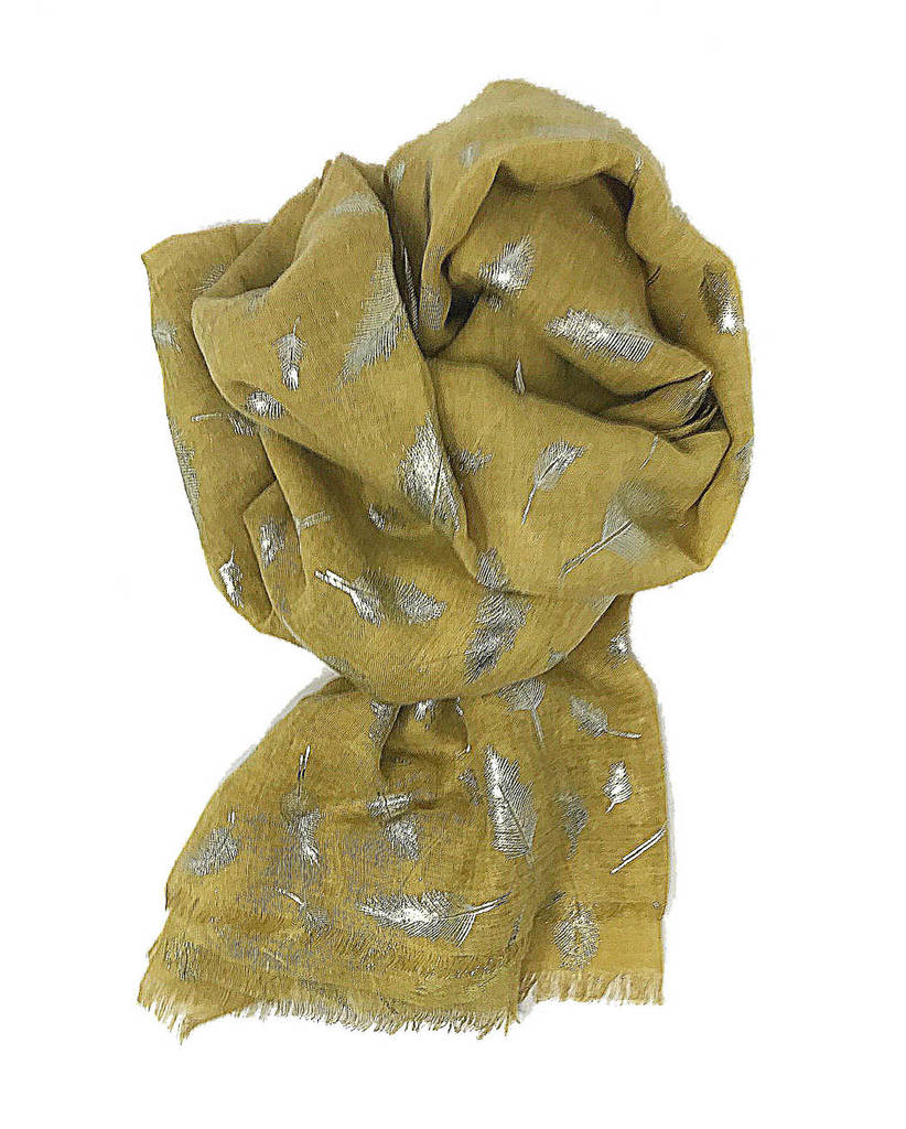 feather silver foil print scarf by lovethelinks | notonthehighstreet.com